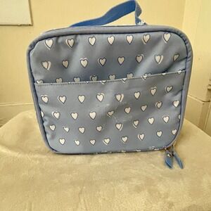 Roller Rabbit Colby Blue Hearts Cold Pack Lunch box Pottery Barn Mono Removed